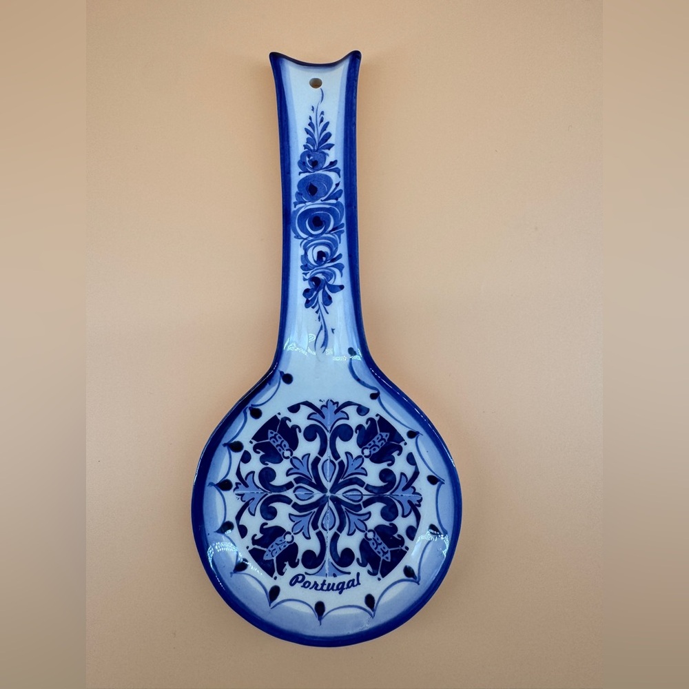 Ceramic Spoon Rest Utensil Holder Portugal 10”
